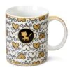 Nici 44014 Tasse MIAU Katze Herzmuster Schwarz Gold 8x9,5 Cm Porzellan -Nici Store 44014
